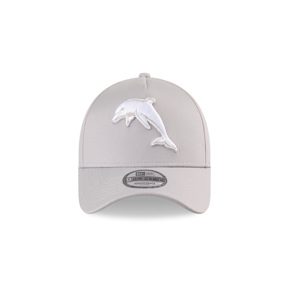 The Dolphins Hat - 2025 Grey White 9Forty A-Frame NRL Snapback Cap - New Era
